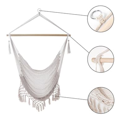Hängstol Macramee bomull med fransad kant (Beige)