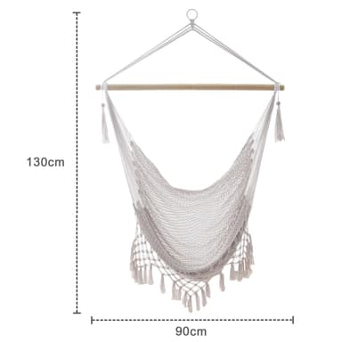 Hängstol Macramee bomull med fransad kant (Beige)
