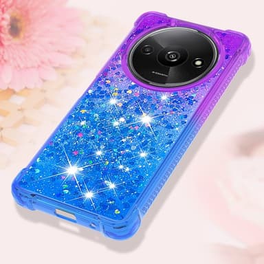 SKALO Xiaomi Redmi A3 Kvicksand Glitter Hjärtan TPU-skal - Lila-Blå