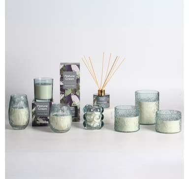 Scented candle in glass NATURE GREEN H9,5cm, Southern Night