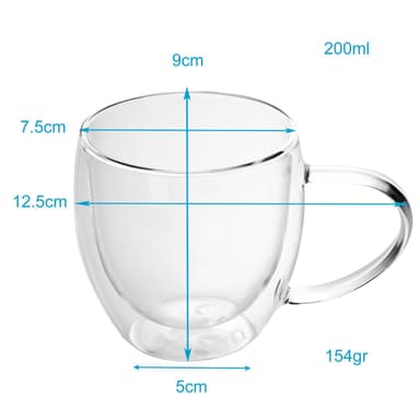 4x Kaffekopp Mugg Termoglas 200-300ml Teglas Kaffeglas