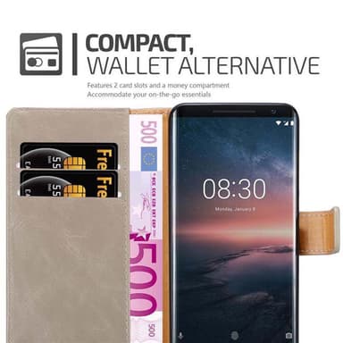 Nokia 8 Sirocco Plånboksfodral Skal (Brun)