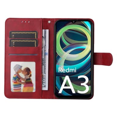SKALO Xiaomi Redmi A3 PU-Läder Plånboksfodral - Röd