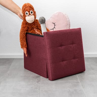 Hopfällbar Sittpall 38x38x38 cm Fotstöd (röd)