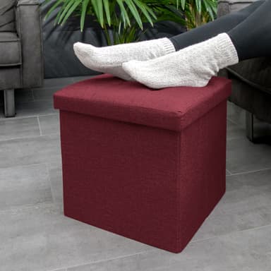 Hopfällbar Sittpall 38x38x38 cm Fotstöd (röd)
