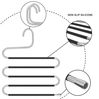 5x Byxhängare S-formad Klädhängare byxspännare (silver)