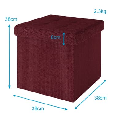 Hopfällbar Sittpall 38x38x38 cm Fotstöd (röd)