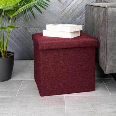 Hopfällbar Sittpall 38x38x38 cm Fotstöd (röd)