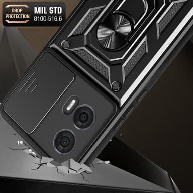 SKALO Motorola Edge 50 Fusion Armor Hybrid Metallring Kameraslider - Svart