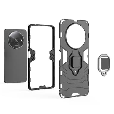 SKALO Xiaomi Redmi A3 Armor Hybrid Metallring skal - Svart