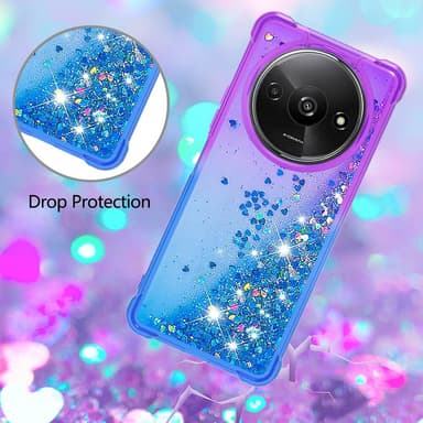 SKALO Xiaomi Redmi A3 Kvicksand Glitter Hjärtan TPU-skal - Lila-Blå