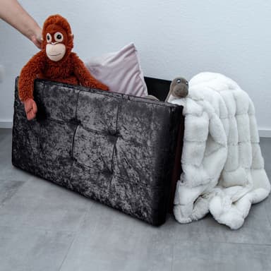 Hopfällbar Sittpall Bänk 76x38x38cm Fotstöd (svart)