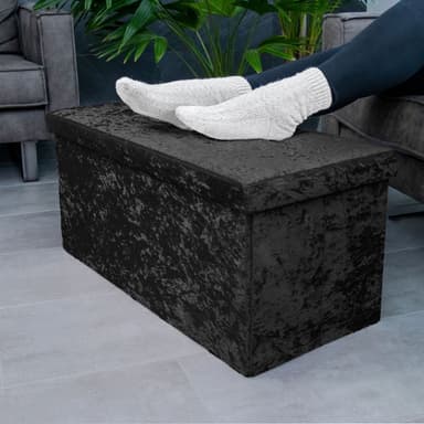 Hopfällbar Sittpall Bänk 76x38x38cm Fotstöd (svart)