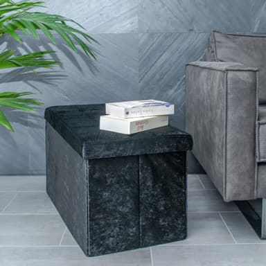 Hopfällbar Sittpall Bänk 76x38x38cm Fotstöd (svart)