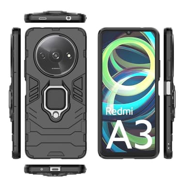 SKALO Xiaomi Redmi A3 Armor Hybrid Metallring skal - Svart