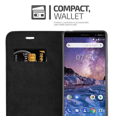 Skal Nokia 7 PLUS Plånboksfodral (Svart)