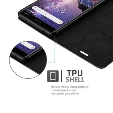 Skal Nokia 7 PLUS Plånboksfodral (Svart)