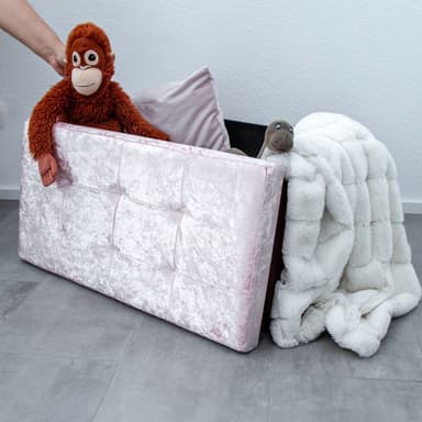 Hopfällbar Sittpall Bänk 76x38x38cm Fotstöd (rosa)
