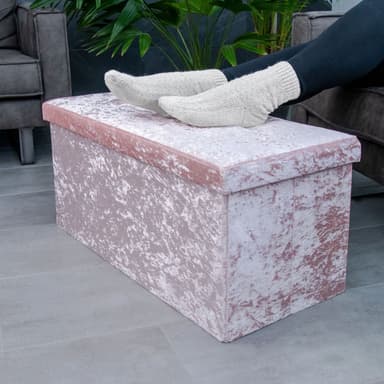 Hopfällbar Sittpall Bänk 76x38x38cm Fotstöd (rosa)