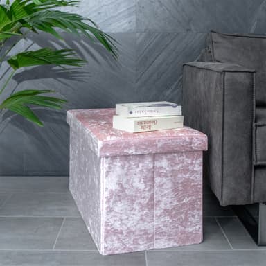 Hopfällbar Sittpall Bänk 76x38x38cm Fotstöd (rosa)