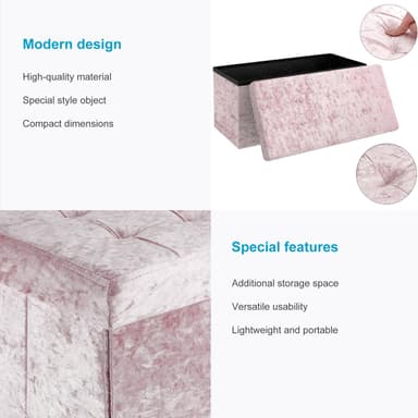 Hopfällbar Sittpall Bänk 76x38x38cm Fotstöd (rosa)