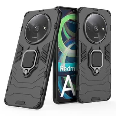 SKALO Xiaomi Redmi A3 Armor Hybrid Metallring skal - Svart