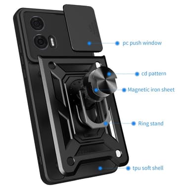 SKALO Motorola Edge 50 Fusion Armor Hybrid Metallring Kameraslider - Svart