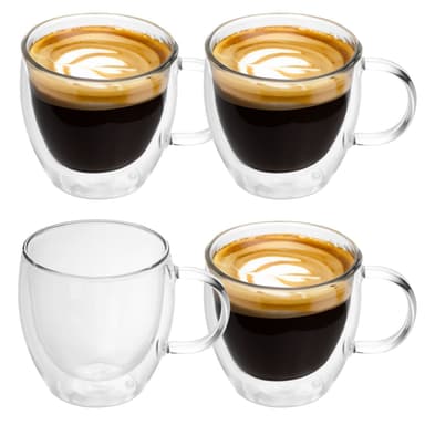 4x Teglas Kaffeglas Kaffekopp Mugg Termoglas 100-150ml