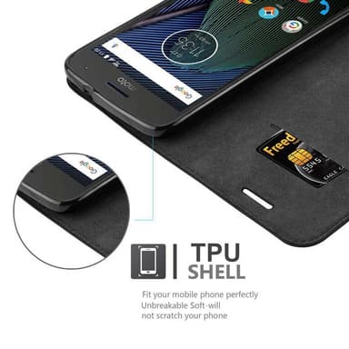 Skal Motorola MOTO G5S PLUS Plånboksfodral (Svart)