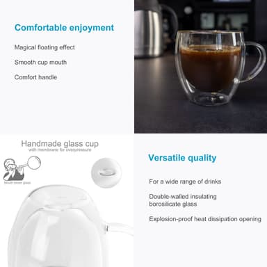 4x Teglas Kaffeglas Kaffekopp Mugg Termoglas 100-150ml