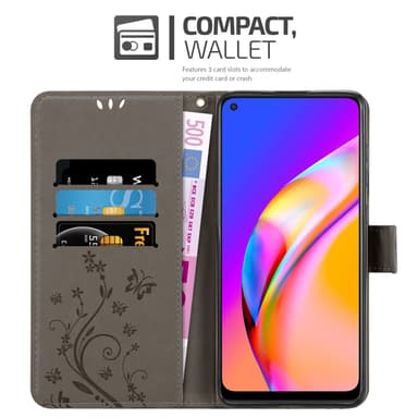 Oppo A94 5G Plånboksfodral Skal (Grå)