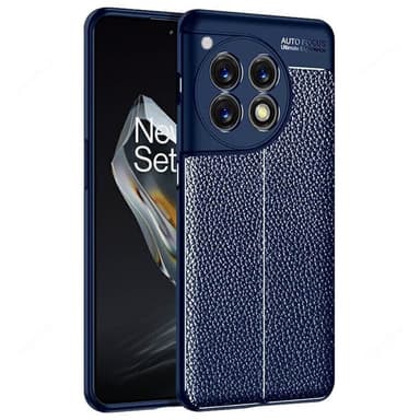 Läder mönstrat TPU skal OnePlus 12 - Blå