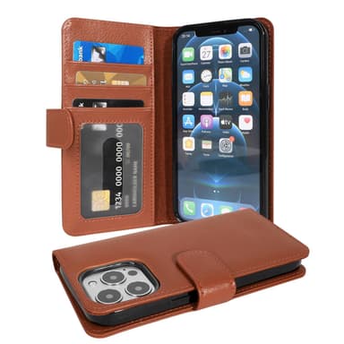 iPhone 13 PRO MAX Plånboksfodral Skal (Brun)