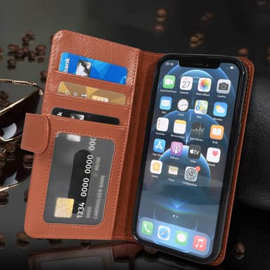 iPhone 13 PRO MAX Plånboksfodral Skal (Brun)