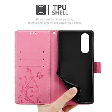 Sony Xperia 5 Plånboksfodral Skal (Rosa)