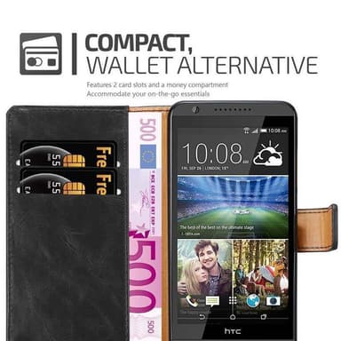 HTC Desire 820 Plånboksfodral Skal (Svart)