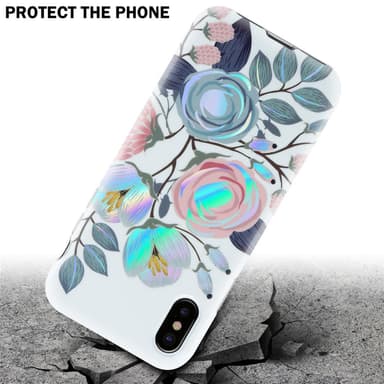 iPhone XS MAX Fodral Skal Blommor (Vit)