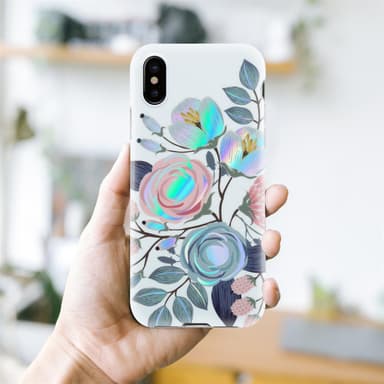 iPhone XS MAX Fodral Skal Blommor (Vit)