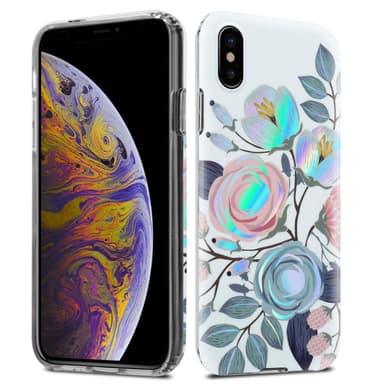 iPhone XS MAX Fodral Skal Blommor (Vit)