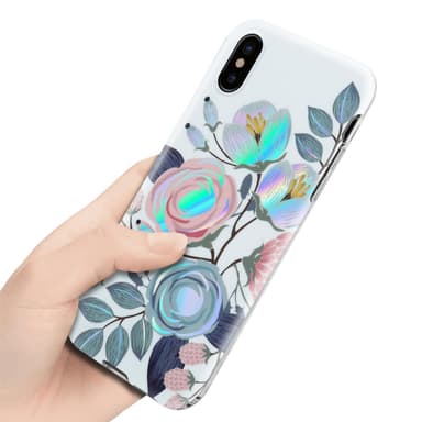 iPhone XS MAX Fodral Skal Blommor (Vit)