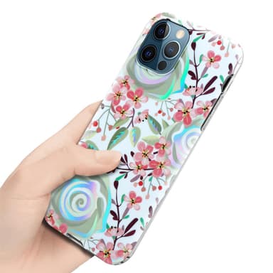 iPhone 12 PRO MAX Fodral Skal Blommor (Vit)