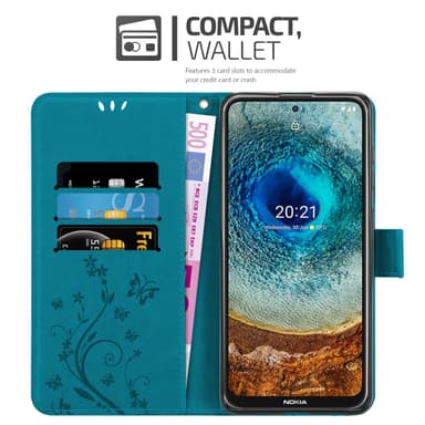 Nokia X10 / X20 Plånboksfodral Skal (Blå)