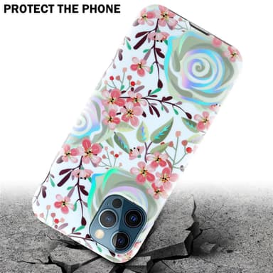 iPhone 12 PRO MAX Fodral Skal Blommor (Vit)
