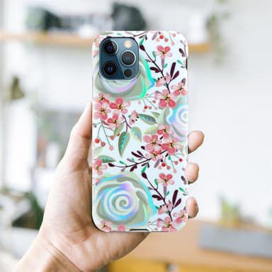 iPhone 12 PRO MAX Fodral Skal Blommor (Vit)