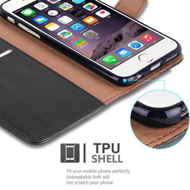 iPhone 6 PLUS / 6S PLUS Plånboksfodral Skal (Svart)