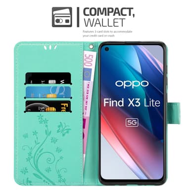 Oppo FIND X3 LITE Plånboksfodral Skal (Turkos)