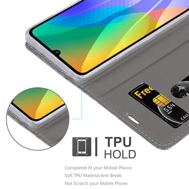 Huawei Y6P Plånboksfodral Skal (Grå)