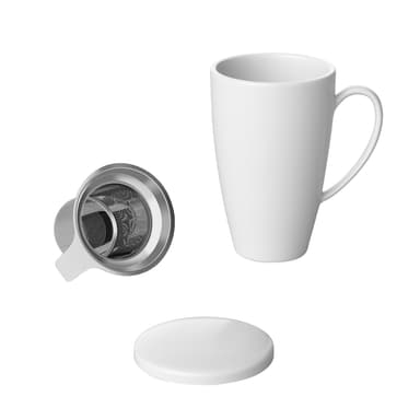 Kaffekopp Kaffemugg i porslin med lock och teinfusor