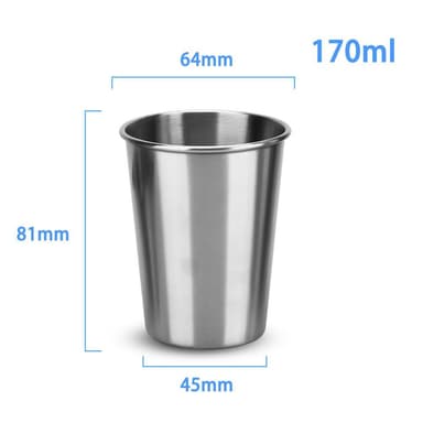 5x Muggar rostfritt stål Stapelbara Dryckeskopp (170ml)