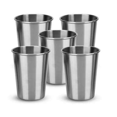 5x Muggar rostfritt stål Stapelbara Dryckeskopp (170ml)